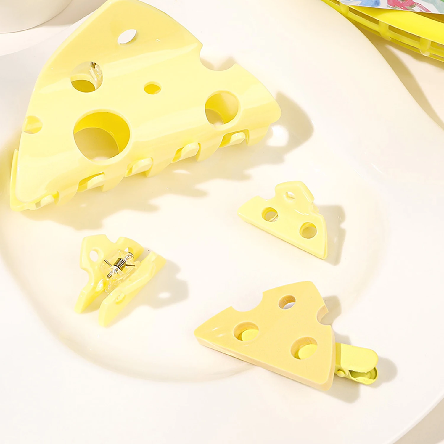 

Fashion Delicious Cheese Hollow Resin Hair Clip Creative Fun Shark Clip Colorful Personalized Hair Accessories For Women Girls