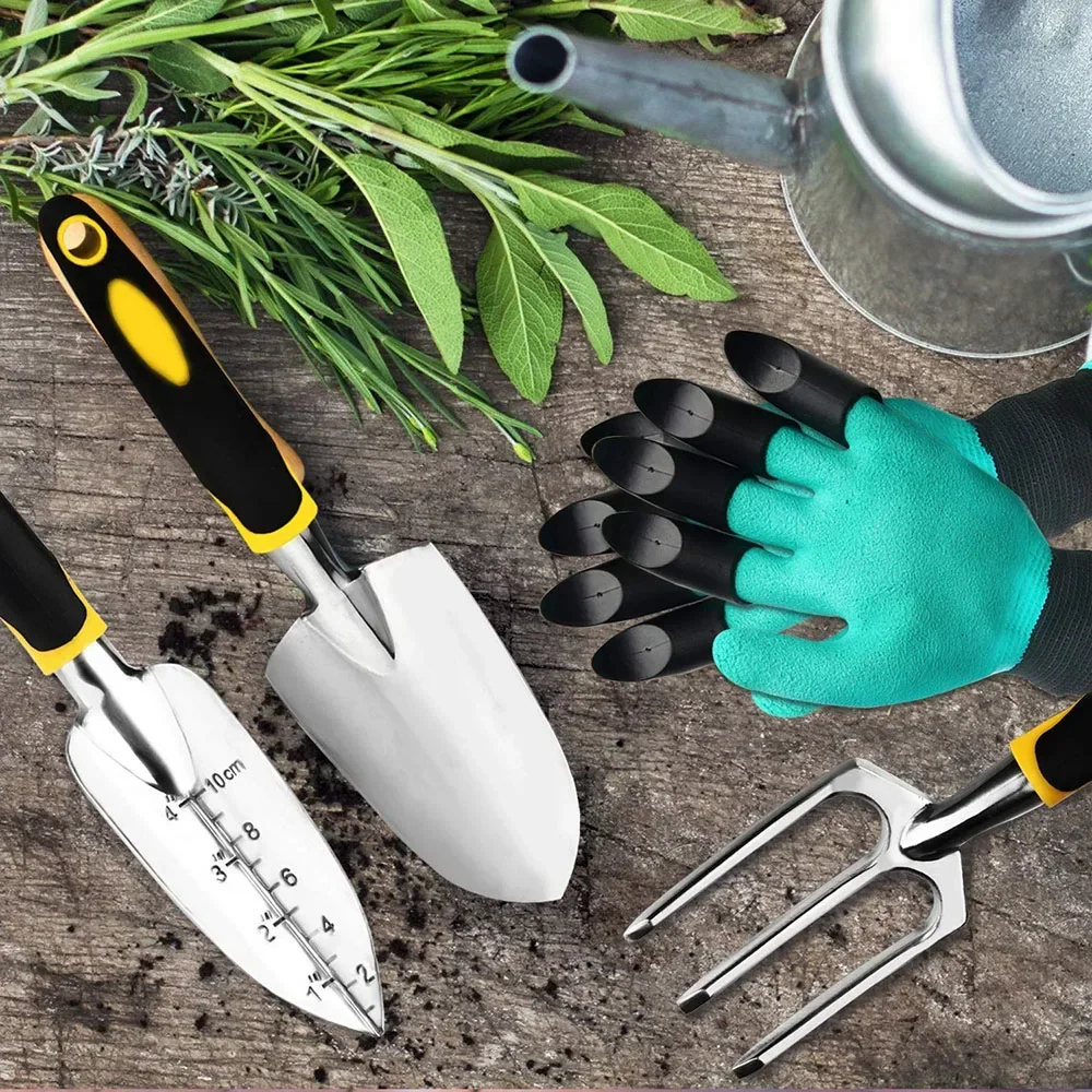 Description Picture 4 of itemGarden Tool Set 4 Pack With Trowel, Cultivator Hand Rake, Transplant Trowel, Gardening Gloves For Weeding, Loosening Soil