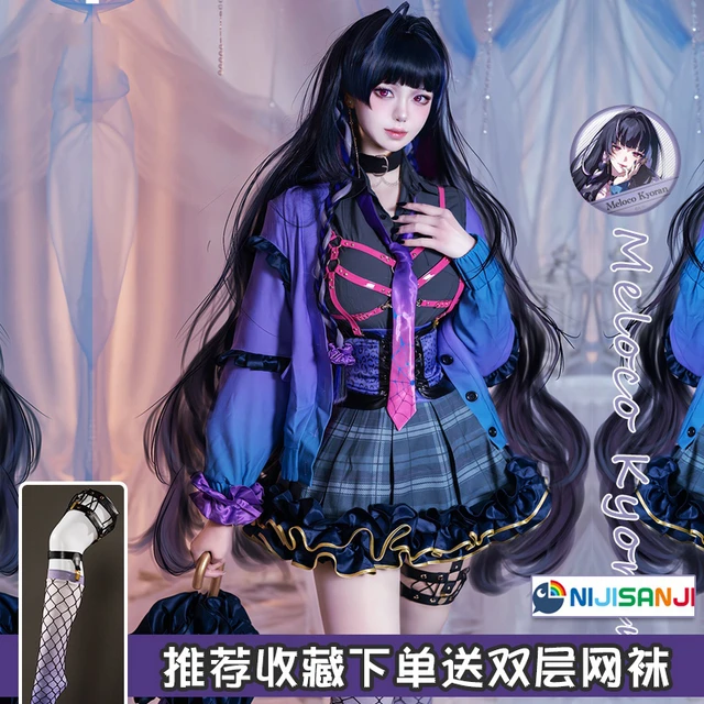 Virtual r NIJISANJI XSOLEIL Doppio Dropscythe Purple Black Cosplay  Wig