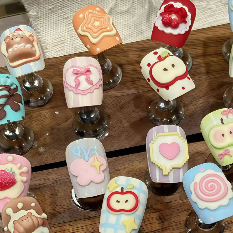 귀여운 프레임 대화 상자 별 하트 사과 나비 네일 아트 장식 투명 실리콘 몰드 네일 아트용