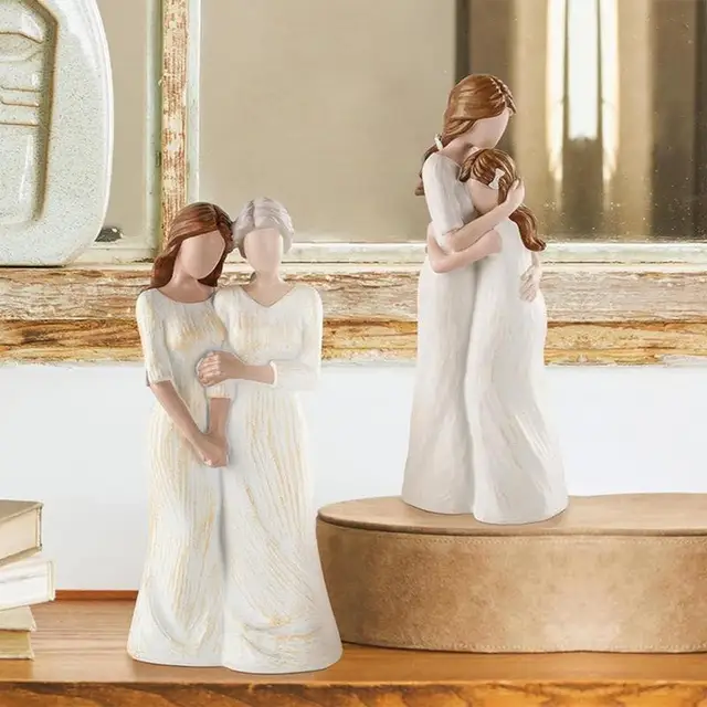 Statue mère et fille, Sculptures maman câlin fille, Moments familiaux significatifs, adaptées à la maison, chambre à coucher, salon, table 6