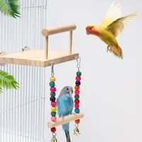 Bird Stand Platform Swing Toys Wooden Parrot Swing Toy Suspension Bridge Climbing Frame with Chewing Beads Birdcage Accessories 2