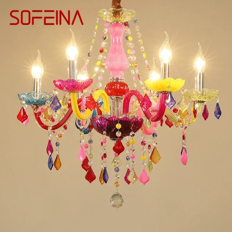 

Лампа SOFEINA в европейском стиле, искусственная лампа, розовая Свеча для комнаты для девушек, роскошная гостиная, ресторан, спальня, вилла, люстра