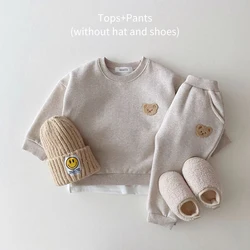 Baby Bear Embroidered Fleece Pullover & Harem Jogger Set - 2-Piece Lined Outfit - 18-24M (A)