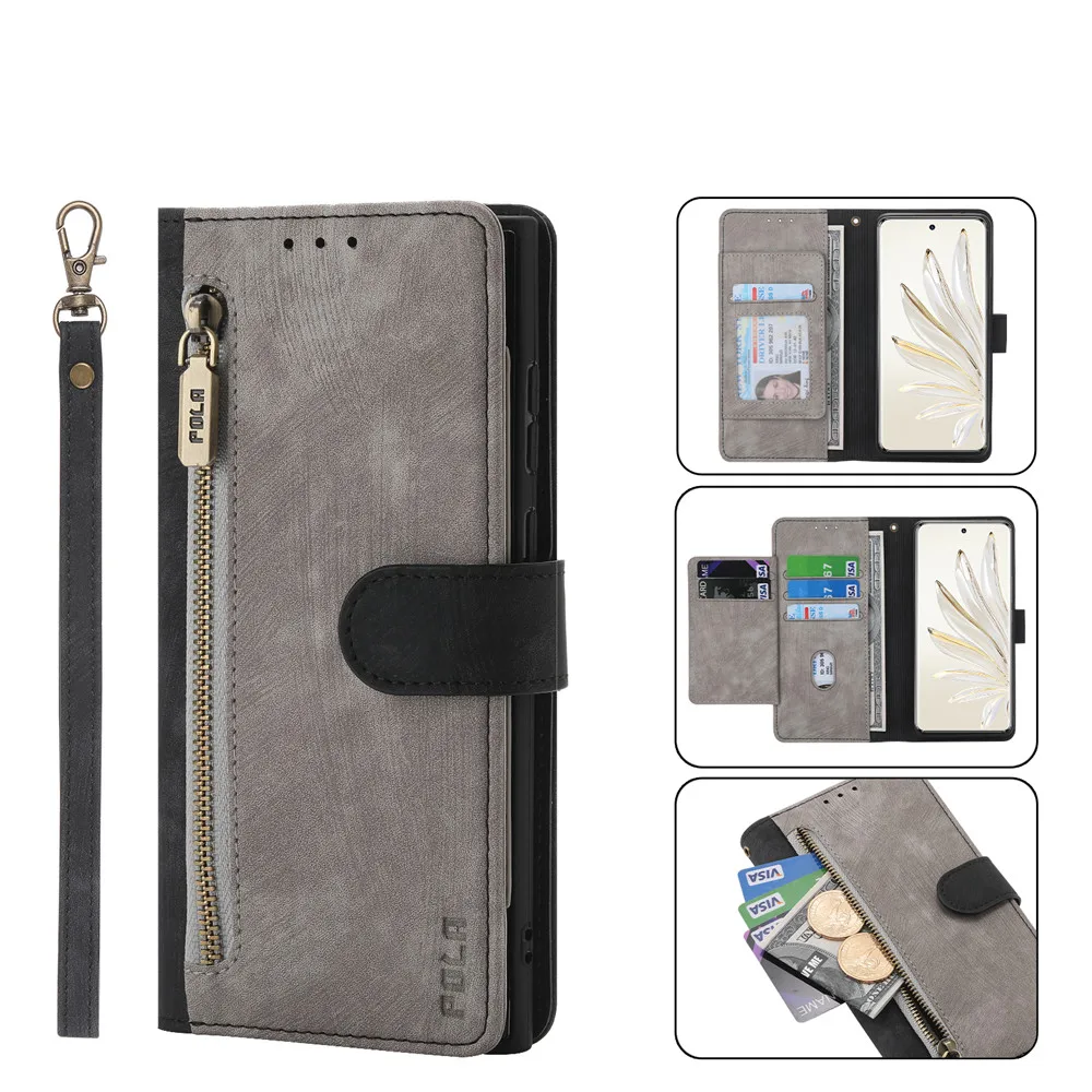 Premium Business Flip Leather Anti-Theft Brush Wallet Case