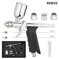 Gravity-Feed Dual-Action Pistol Grip Airbrush Trigger-type Fan Spray Air Brush 0.3mm/0.5mm 15CC Fluids Cups For Car Model DIY 1