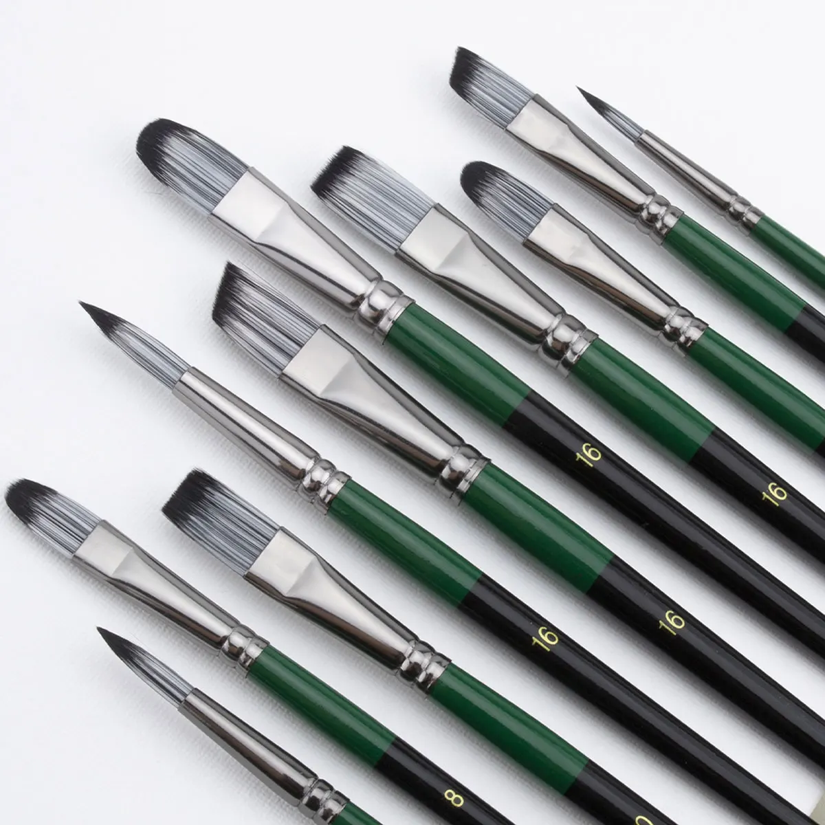 12-Piece Artist Paint Brush Set Nylon Bristles for Acrylic Watercolor Oil Body Painting