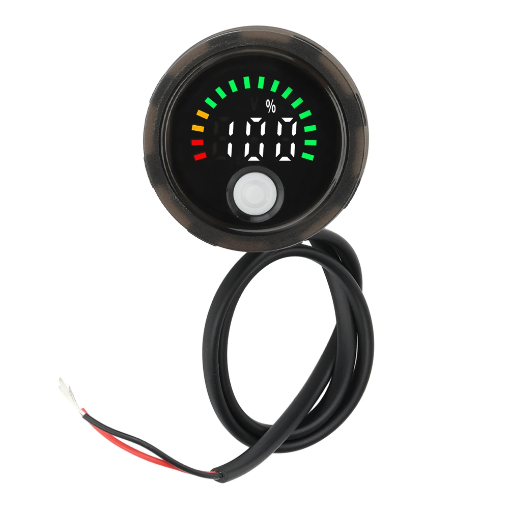 12V 2A 원형 LED 디지털 전압 표시기 DC 7-100V 방수 볼트미터 모니터 산성/리튬 배터리 보트 오토바이용