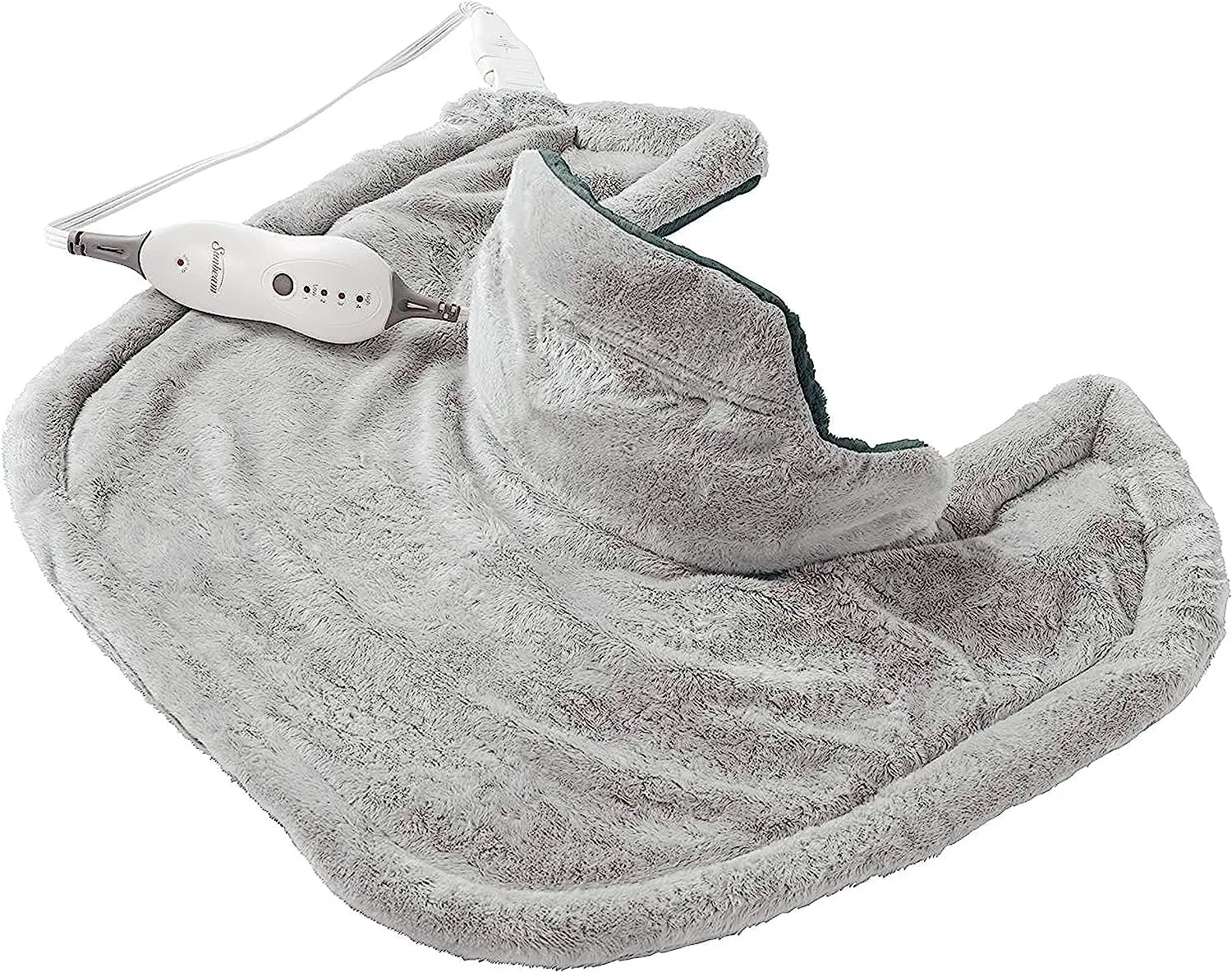 Contoured Heating Pad for Neck & Shoulder Pain Relief with Auto Shut Off Moist Heating Option 22 x 19 Grey