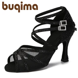 Women's Latin dance shoes, sexy black sandals, gold wedding shoes for rumba, samba, ballroom parties