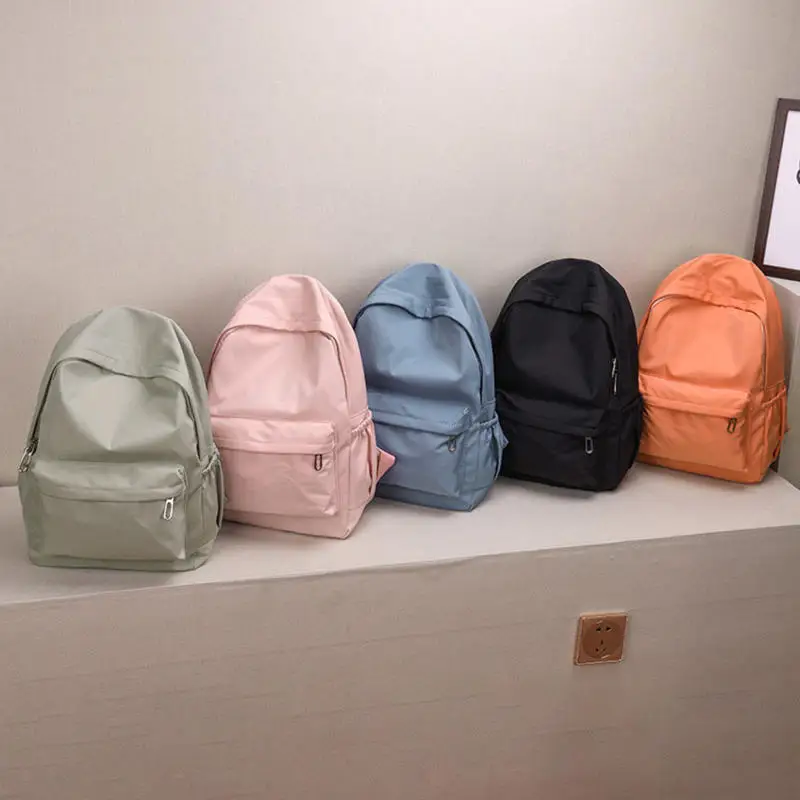 Women's Leisure Backpack Large Capacity Solid Color Simple Fashion College Student Travel Backpack 5