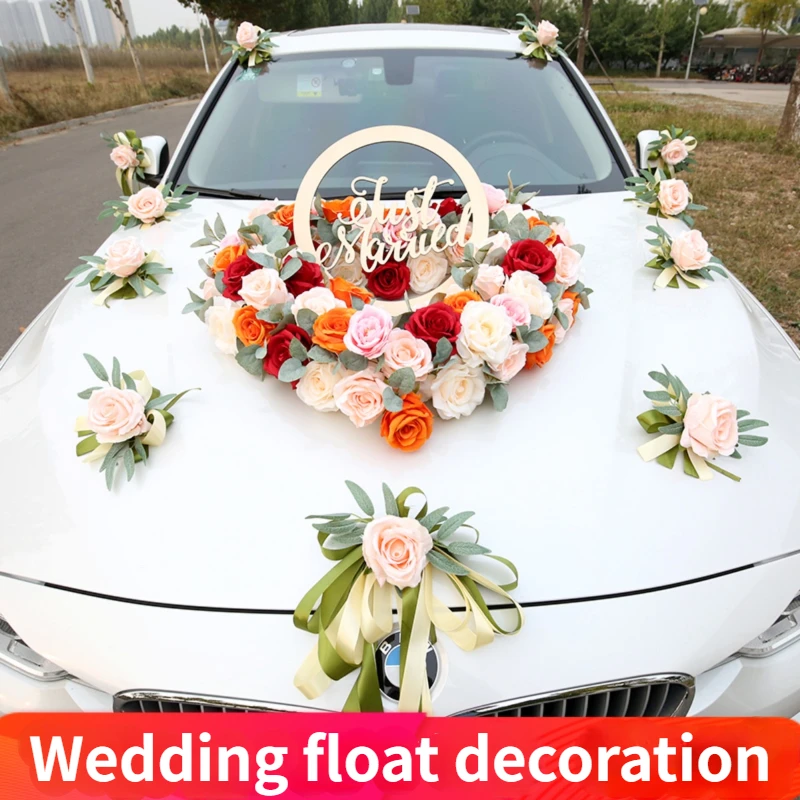 Kunstblumen-Kopf dekorations set, Hochzeits auto dekoration, Champagner  farbe, kunden spezifisch, 16 Stück, 8 Stück, 1 Satz - AliExpress