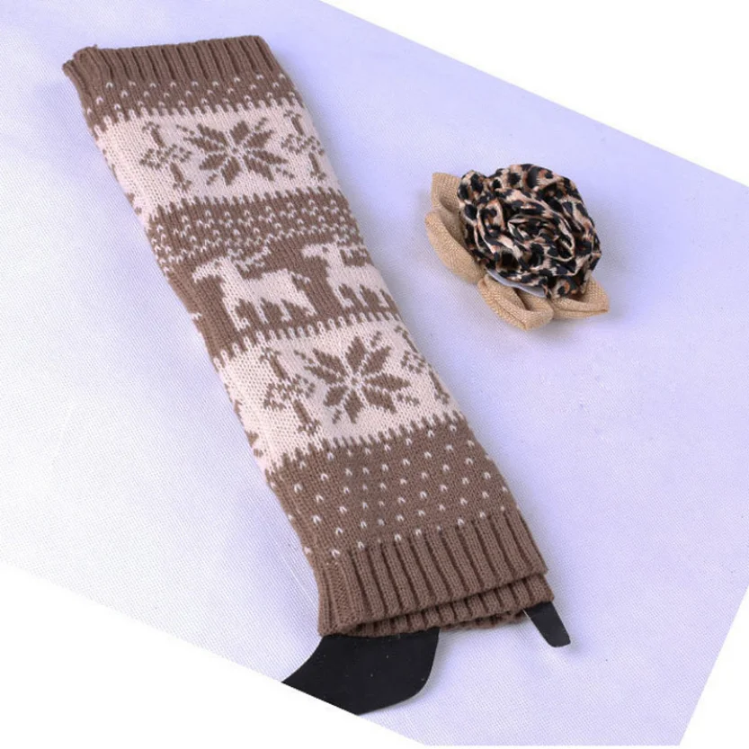Boot Socks Womens Winter Leg Warmers Ankle Stretch Slouch Warm Thermal Ladies Wool Knitted Snowflake Female Gaiter Christmas