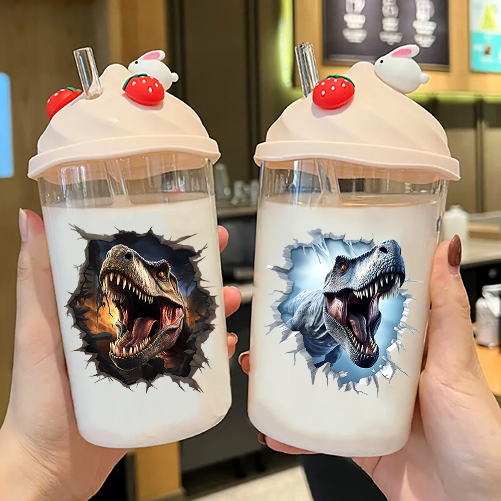 3D Dinosaur Stickers peel waterproof DIY Decals 3D transfers uvdtf crystal stickers 16oz uv dtf cup wraps for Libbey Glasses
