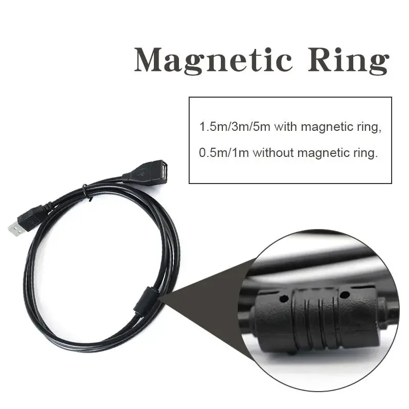 1-5pcs USB 2.0 케이블 연장 케이블 0.6m/1m/1.5m 와이어 데이터 전송 라인 디스플레이용 초고속 데이터 연장 케이블