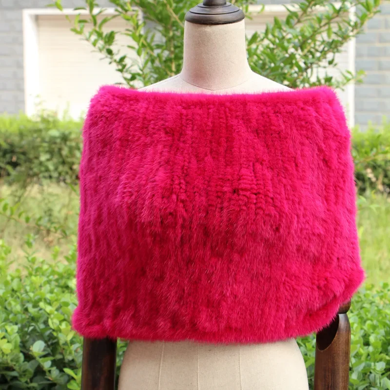 Mink Fur Grass Woven Scarf Women's Thickened Dense Knitted Neck Pullover Head Shawl