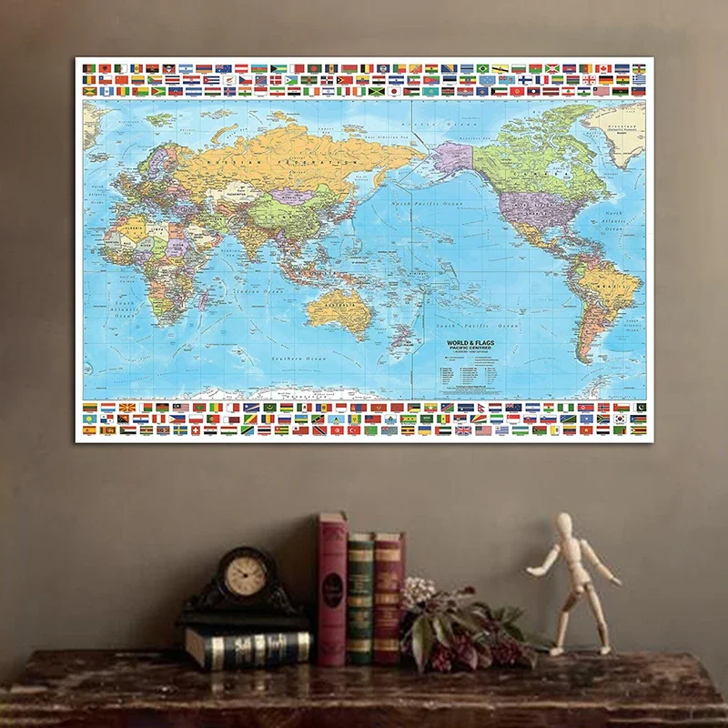 Map of The World 150*100cm Unframed Posters and Prints Living Room Wall Art Pictures Canvas Painting Office & School Supplies