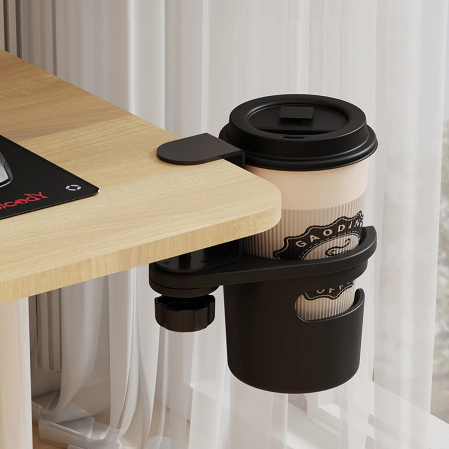 Cup Storage Holder Universal Desk Cup Holder Adjustable Arm Clamp Stand 360 Degree Rotating Table Edge Clamp Anti-Fall