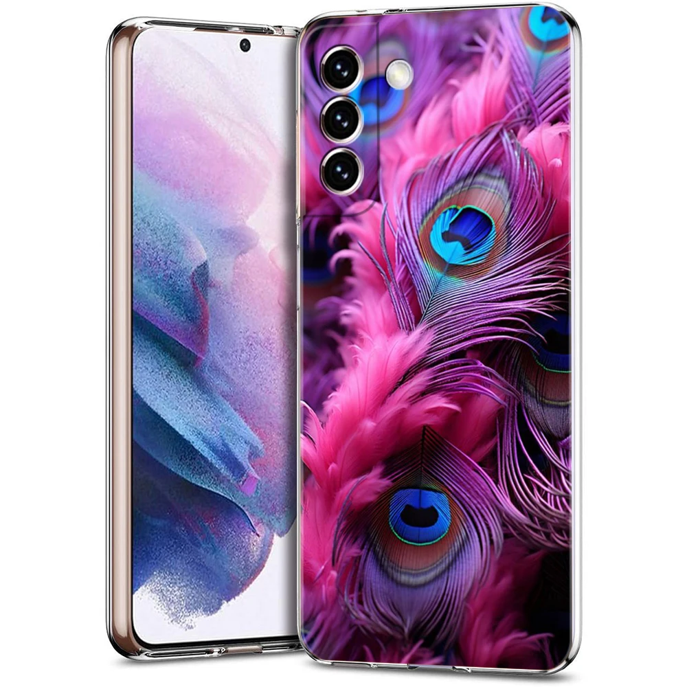 Vibrant Peacock Feathers Transparent Phone Case