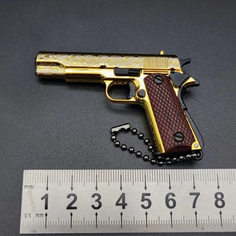 Toy Guns Pistol Keychain Gun Keychain Toy Pistol Toys Fidget Gun Toy 1:3 Colt 1911 Mini PUBG Metal Model Decoration Key Chain