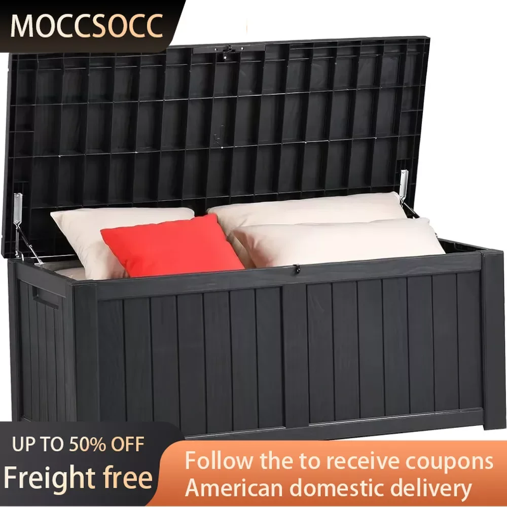 

Waterproof Camping Box 120 Gallon Outdoor Storage Deck Box Large Resin Patio Storage for Outdoor Pillows Clothes Closet Roombox