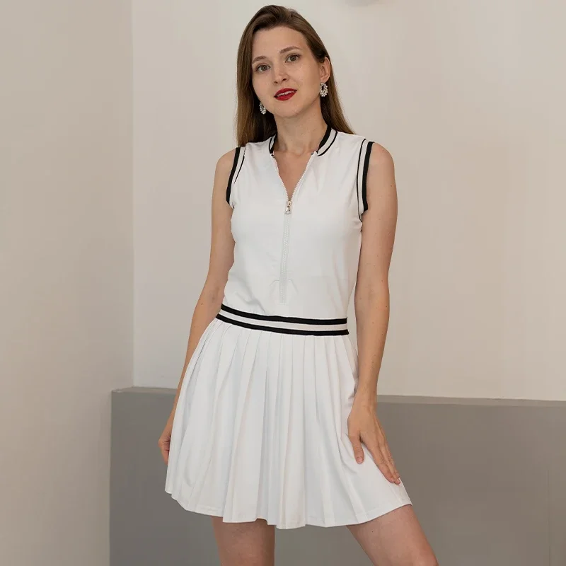 Women Tennis Golf Dresses with Shorts Sleeveless Athletic Workout Pickleball Badminton Volleyball Outfit