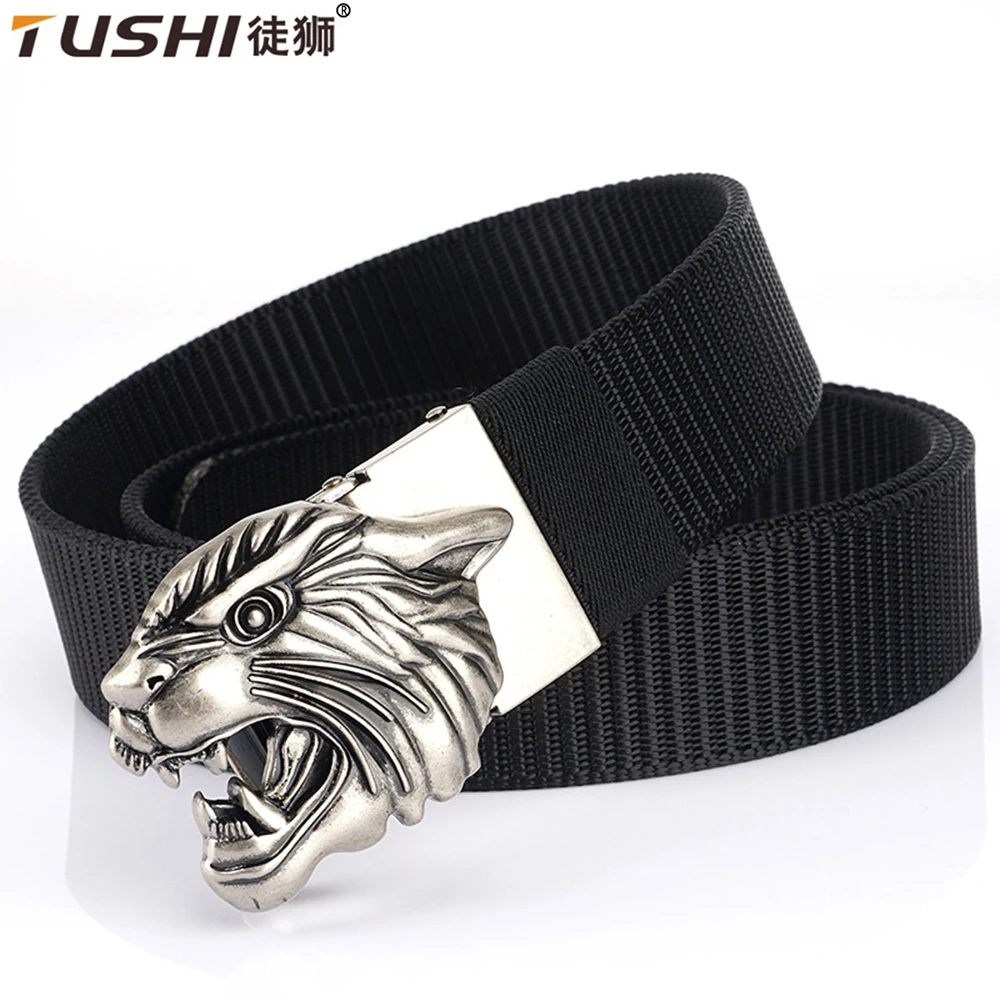 TUSHI Men Belt Army Military Tactical Belt Metal Automatic Buckle Nylon Outdoor High Quality Jeans Fashion Business Luxury Strap
