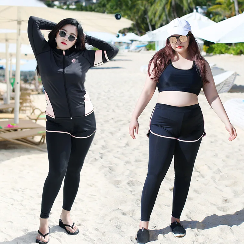 5pcs/set Plus Size Women's Rashguard Sports Swimwear Long Sleeve Swimsuit Conservative Summer Surfing Swimwear Diving Suit