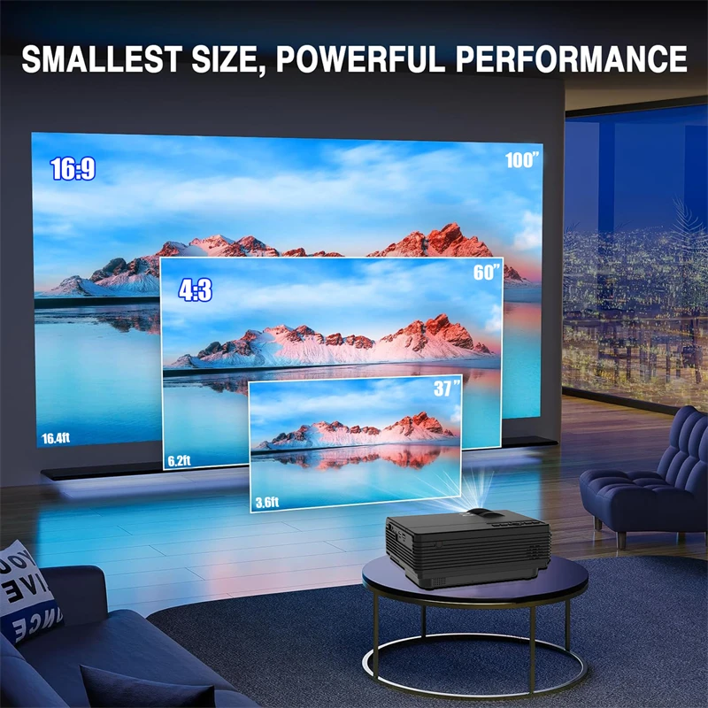 Mini LED Intelligent Projector 4K 1980*1080P BT 5.0 HDMI USB Audio Home Media Player Beamer Outdoor Travel HD Portable Projector