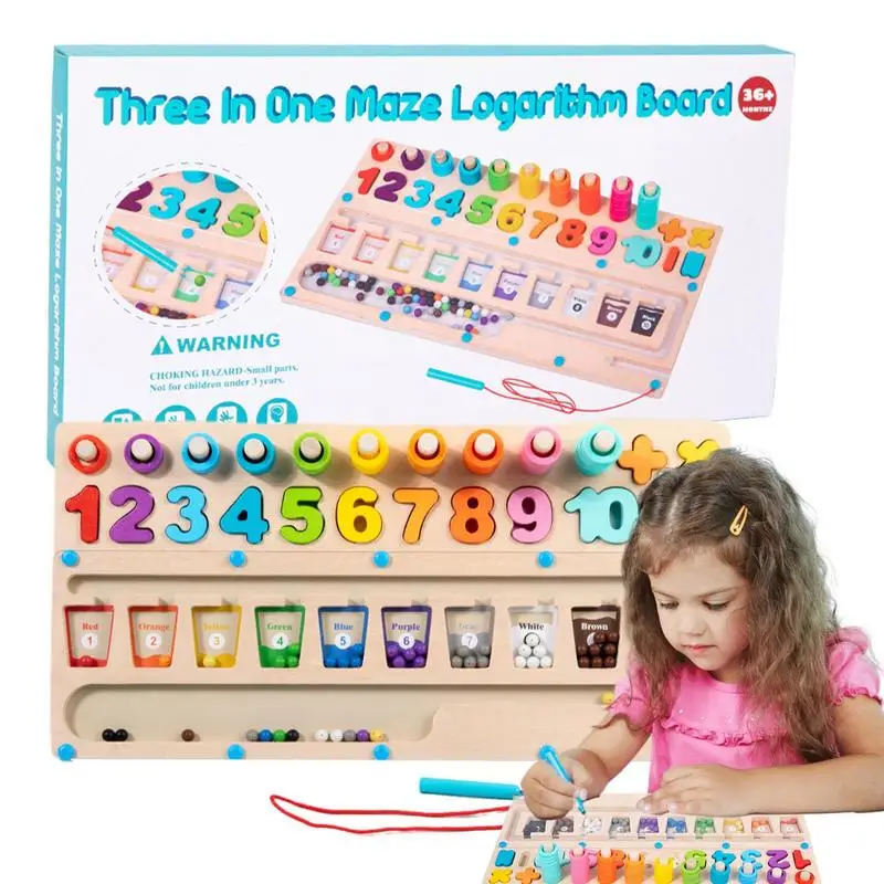 

Kids Montessori Math Toys For Toddlers Educational Wooden Puzzle Count Number Shape Matching Sorter Games Board Toy