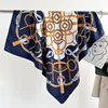 Retro Chain 90cm Printed Large Square Scarf Spring And Autumn Scarf Twill Silk Headscarf All-Match Sunscreen Shawl Female 2