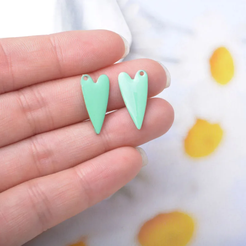 20pcs Copper Enamel Heart Charms