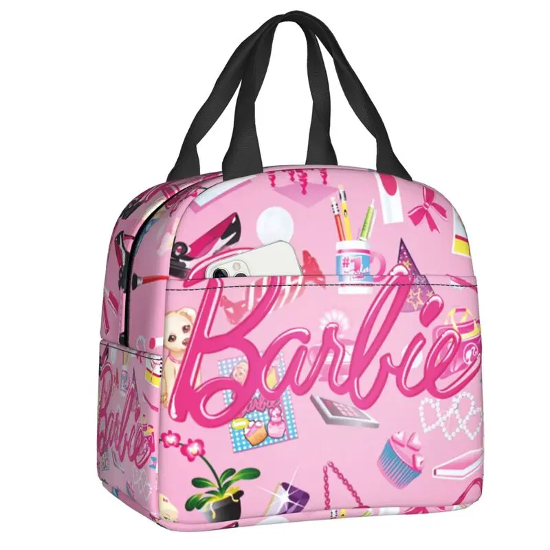 

Сумка для обеда Барби на заказ, мужской и женский Термоизолированный Ланч-бокс для детей, школьная сумка-тоут для работы и пикника