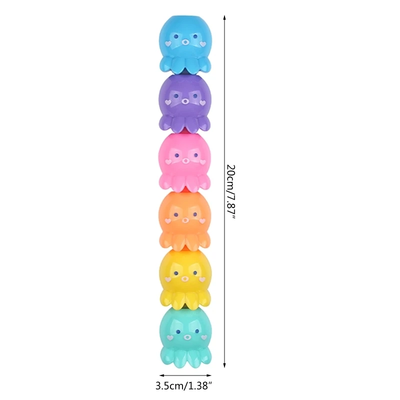 

Colorful Octopus Highlighters Chisel Tip Marker Pens Pastel Colors for Kids 5pc
