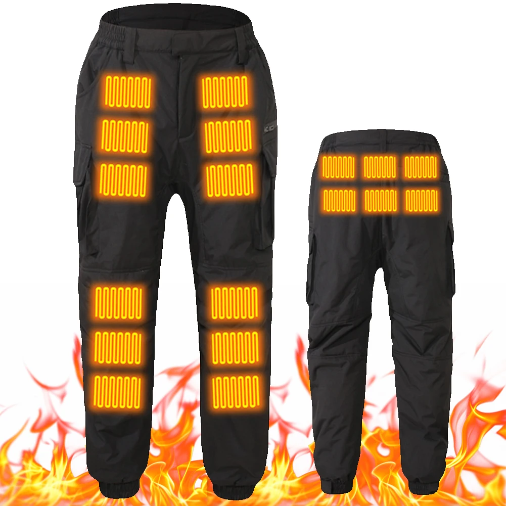 USB Heated Thermal Pants for Men Women Elastic Waist Waterproof Pants 18 Zone Heated Trousers for Skiing Fishing Motorcycle 4