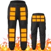 USB Heated Thermal Pants for Men Women Elastic Waist Waterproof Pants 18 Zone Heated Trousers for Skiing Fishing Motorcycle 4