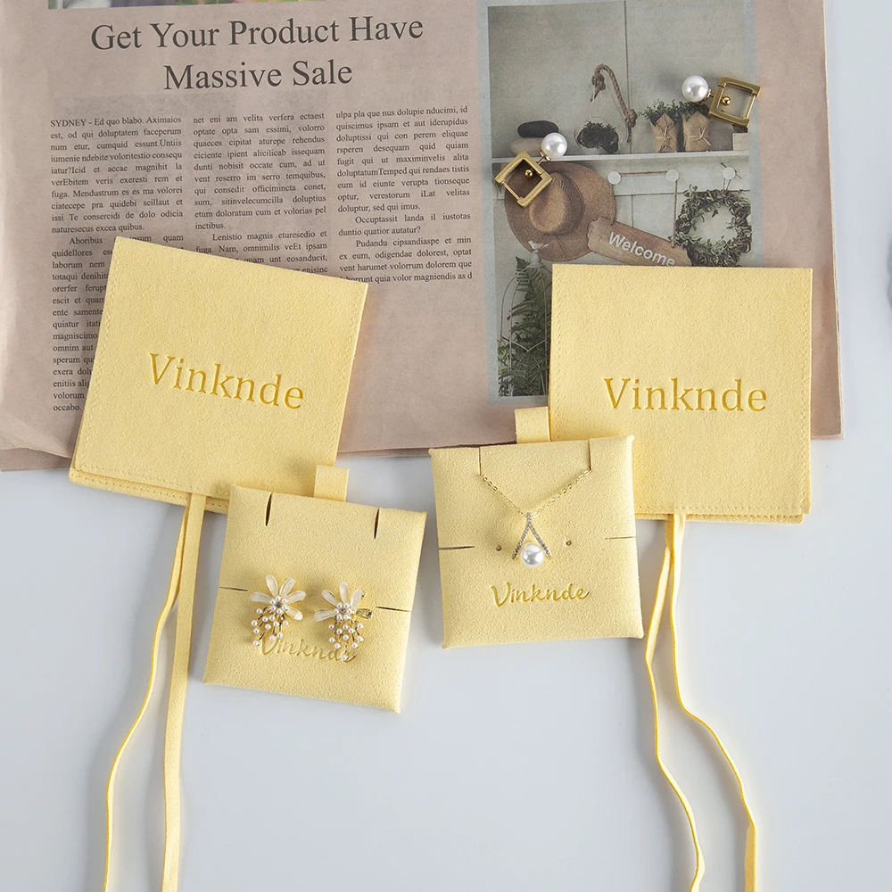 Eco Custom Logo Microfiber Jewellery Insert Earrings Necklace Packaging Display Cards Gift Bag Jewelry Packaging Small Pouch