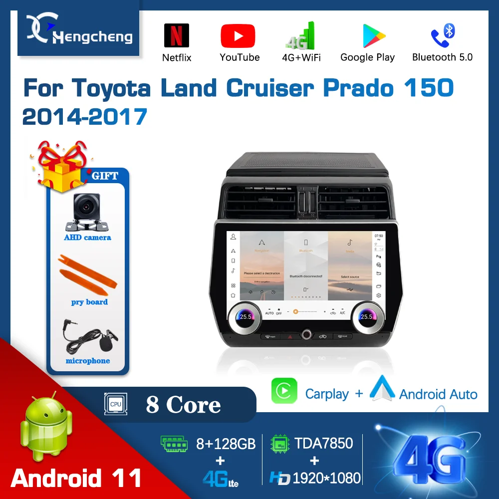

12"For Toyota Land Cruiser Prado 150 2014 - 2017 Android Car Radio DVD Multimedia Player GPS Navig Carplay Head Unit 128G