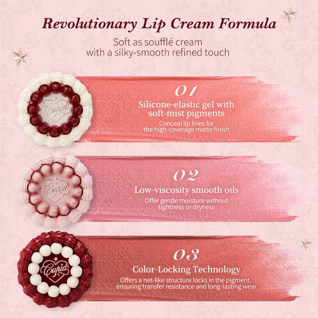 Flower Knows Strawberry Cupid Collection Cake Lip Cream 5ml Velvet Lip Tint - High Pigment Color Longwear Matte Lipstick