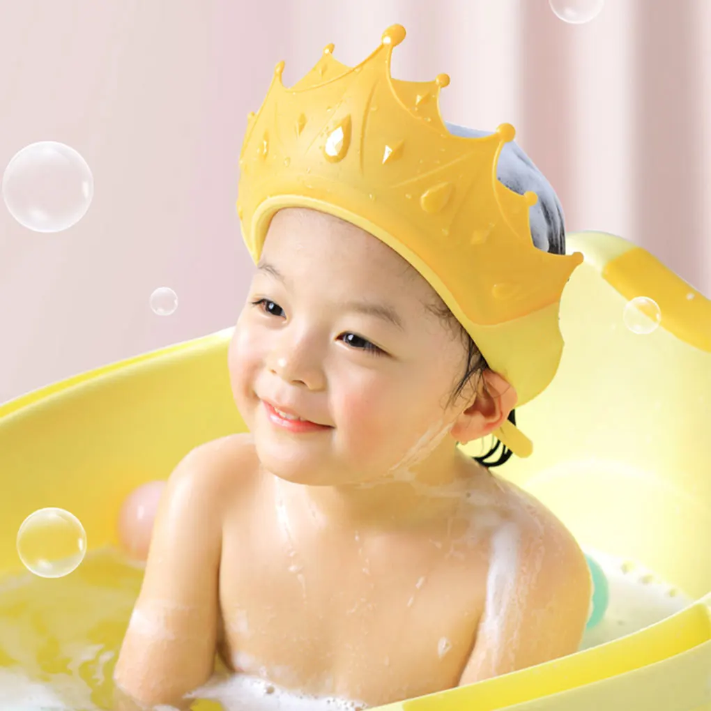 Adjustable Baby Shower Shampoo Cap Crown Shape Wash Hair Shield Hat for Ear Protection Safe Children Head Cover |