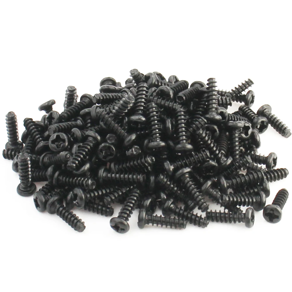 100pcs M1 M1.2 M1.4 M1.7 M2 M2.3 M2.6 M3 M3.5 M4 M5 검정색 탄소강 미니 십자형 필립스 팬 헤드 셀프 태핑 나사