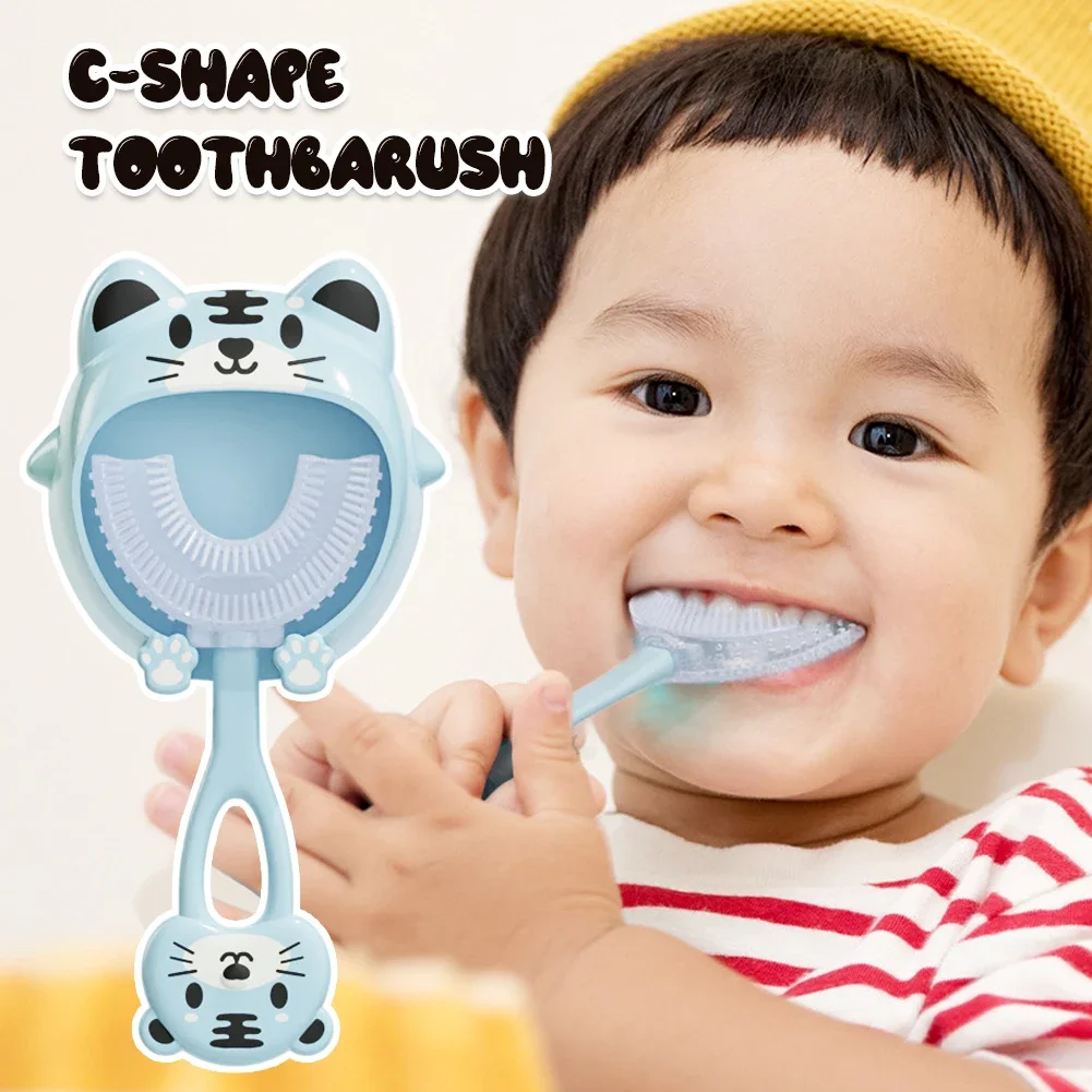 Children U-shaped Baby Toothbrush 360 Degree Children's Teeth Oral Care Cleaning Brush Soft Silicone Toothbrush Baby Items 2-12Y