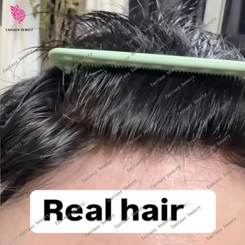 Men's Toupee Cheapest 100% Human Hair Wigs Natural Hairline Strong Durable Full Thin Skin System Microskin Capillary Prosthesis 1
