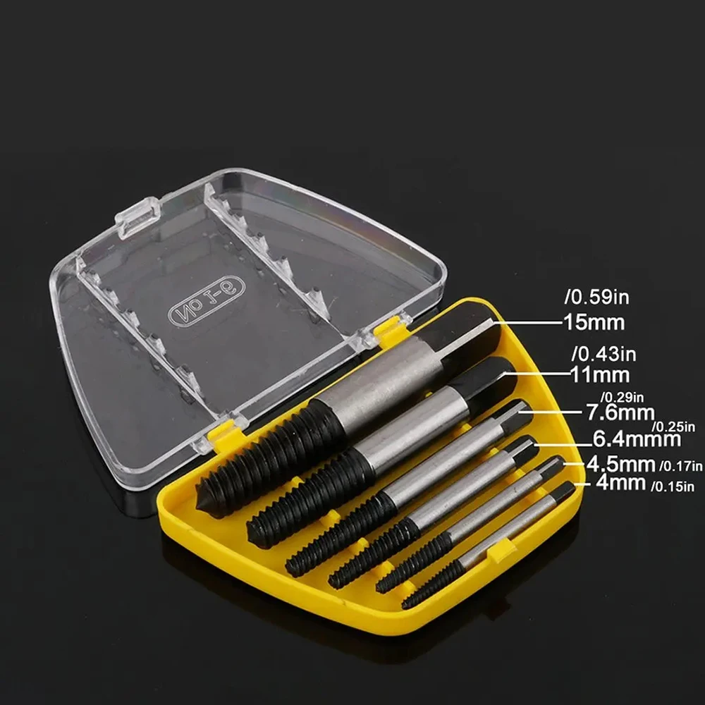 Screw Extractor Set 5/6Pcs Damaged Broken Screw Remover Extractor Drill Bits Steel Durable Easy Out Remover Tool Works on Wood and Machine Screws