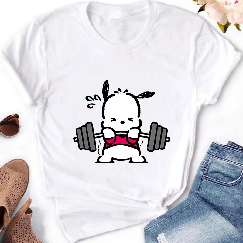 thumbnail image 1 of Camisetas divertidas con estampado de HelloKitty para mujer, camiseta de Anime Kuromis, Camisetas estampadas de algodón para mujer, camisetas informales de manga corta, ropa para mujer, 1 of 4