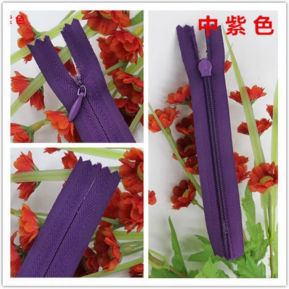 Description Picture 4 of item8pcs 3# Invisible Zippers 28cm 35cm 40cm 50cm 55cm 60cm Long Black White Beige Grey Red DIY Nylon Coil Zipper For Sewing Clothes