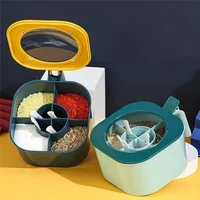 1 Set Large Capacity Sealing Seasoning Box with Handle Spoons 4 In 1 Multi Grids Spice Jar Kitchen Condiment Storage Container 1