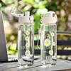 780ML Large Capacity Sports Transparent Water Bottle Leakproof Flower Plastic Drinking Bottles Outdoor Cycling Hiking Gym Jugs 6