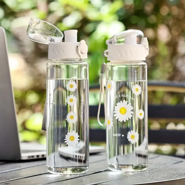 780ML Large Capacity Sports Transparent Water Bottle Leakproof Flower Plastic Drinking Bottles Outdoor Cycling Hiking Gym Jugs 6