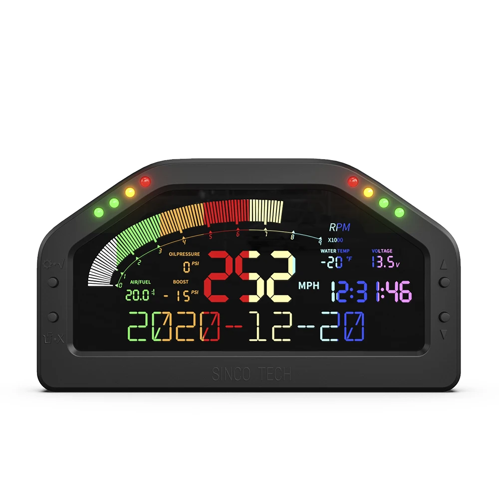 방수 7 색 LCD 디지털 타코미터 게이지 12V 자동차 경주 다기능 대시 보드 랠리 자동차 용 블루투스 호환 (DO922)